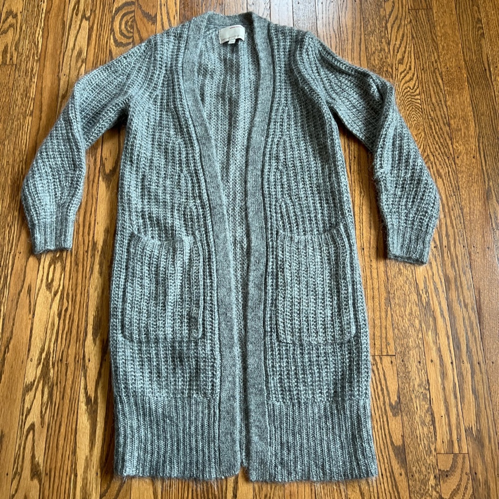 Banana Republic Heritage Collection Gray Mohair and Wool Long Cardigan Sweater